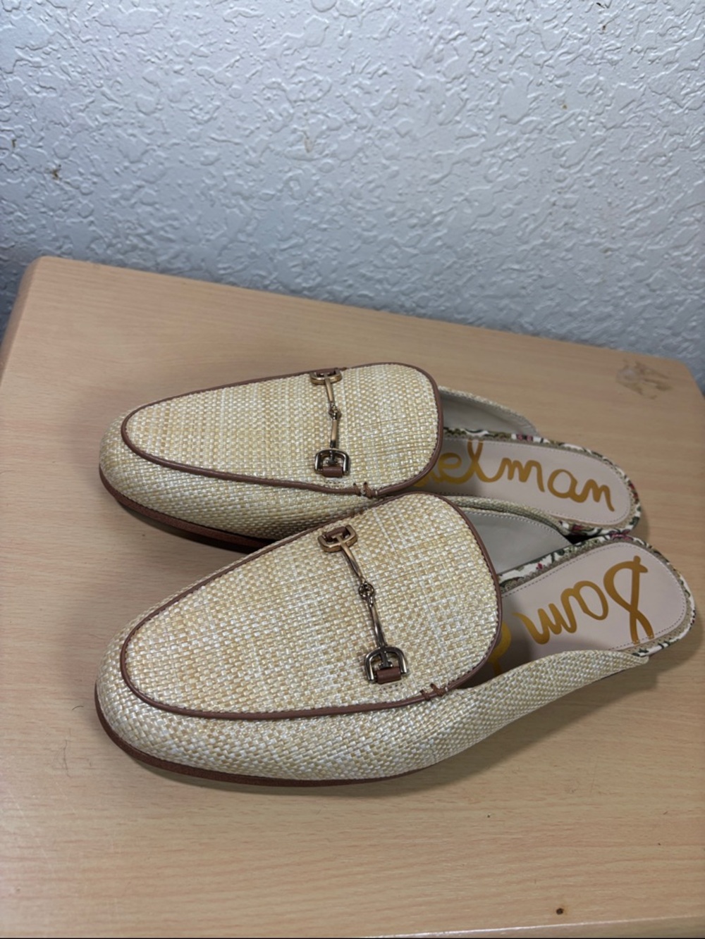Sam Edelman Men's Cream Woven Slip-On Horsebit Loafers - Picture 5 of 9